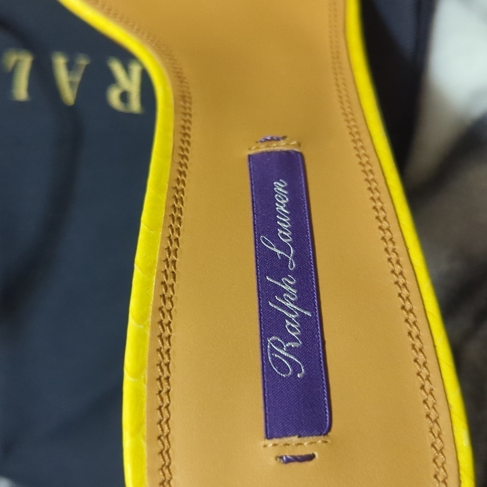 Ralph Lauren Purple Label ARDELISA-SN-HES canry yellow Women's Heels. Size 40B. - Picture 5 of 14